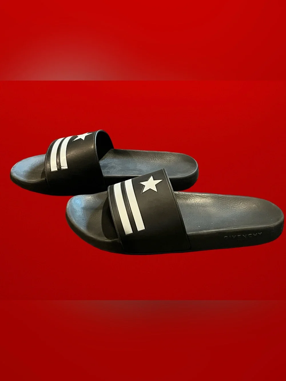 Givenchy Black Embossed Logo Slide Sandals